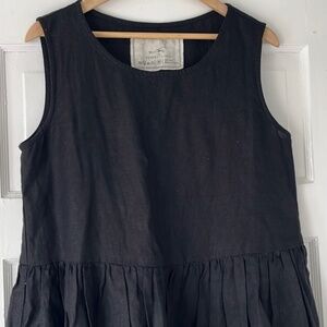 NPL notPerfectLinen Sleeveless Smock Midi Dress Jumper Size M Black 100% Linen